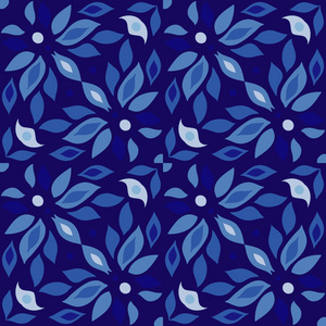 蓝色花卉图案
