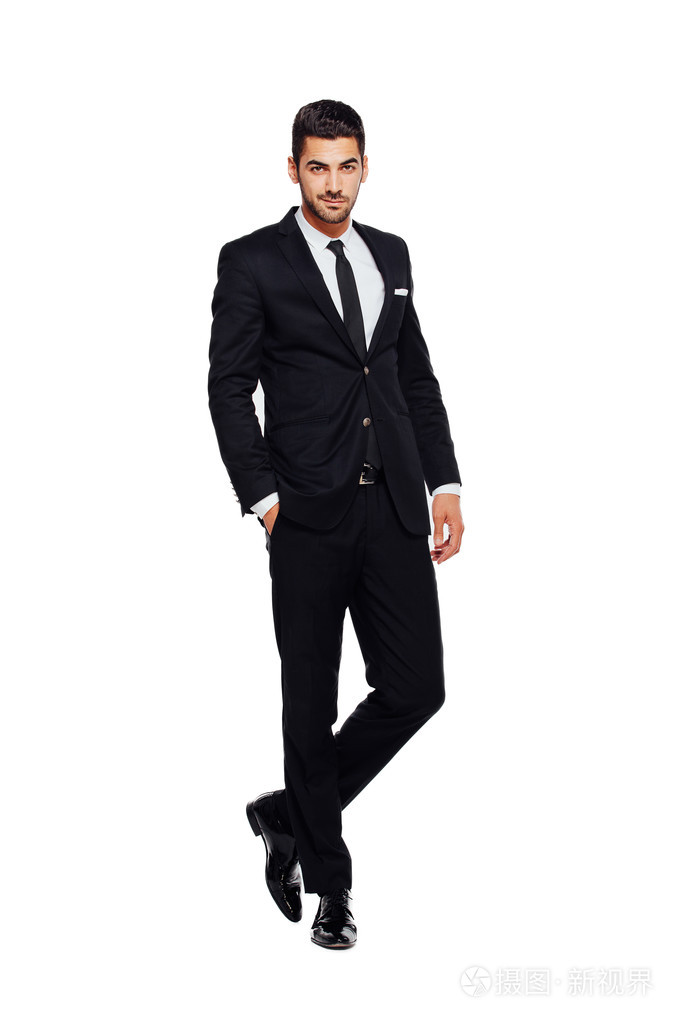 在黑色的西装,白色的优雅男人照片-正版商用图片0nx283-摄图新视界