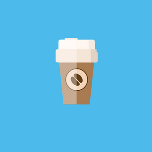 咖啡杯子带咖啡豆徽标的图标