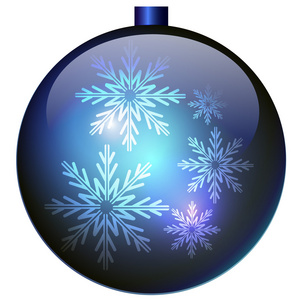 矢量图。雪花的蓝色圣诞球。