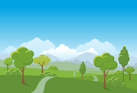 春天的风景背景.公共公园矢量图照片