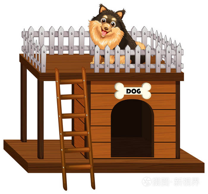 木头制成的狗和狗窝