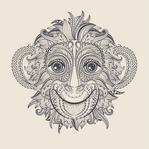 纹身设计头的猴子