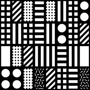 装饰的几何形状，平铺。单色的不规则图案。黑色和白色的抽象背景。艺术装饰格子
