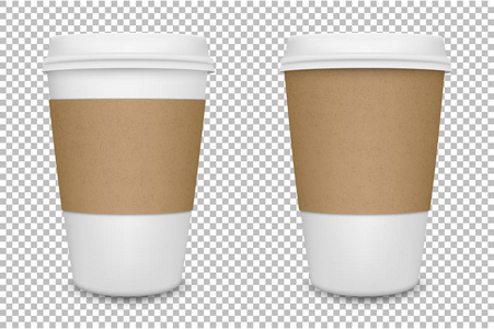 矢量分离的现实空白纸咖啡杯套.矢量 eps10照片