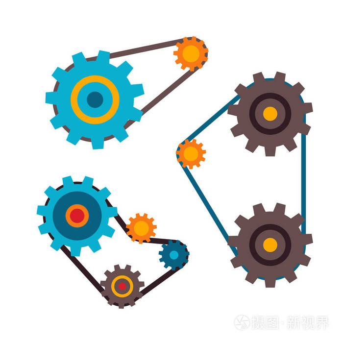 机器零件不同机制矢量图