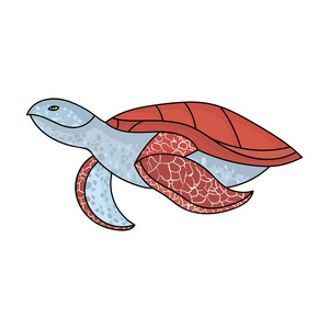 海龟在白色背景上孤立的卡通风格的图标。海洋动物符号股票矢量图