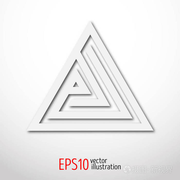 魔法白色三角形里面 3d 迷宫.骶骨的几何图形.