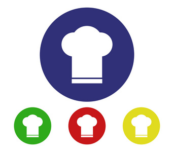 在白色背景上设置的厨师帽图标
