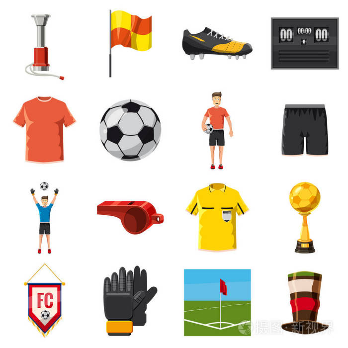 足球图标设置足球，卡通风格
