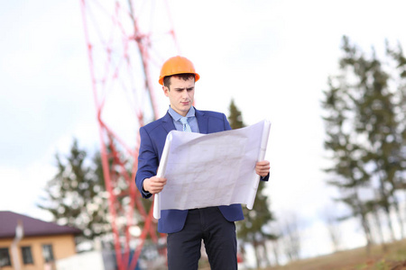 规划工作概念的建筑师建筑工地