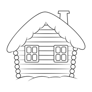 冬天下雪的圣诞节回家,在白色背景上孤立的小屋照片