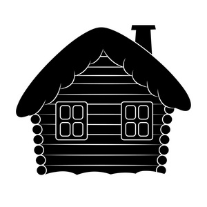 冬天下雪的圣诞节回家,在白色背景上孤立的小屋照片