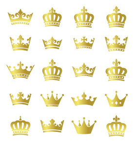 金冠设置的金王冠的矢量符号