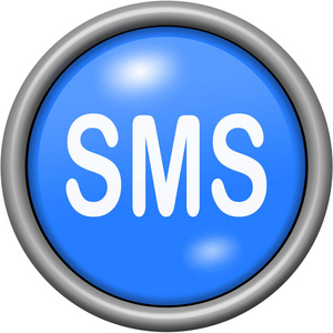 蓝色设计 Sms 在 3d 的圆形按钮