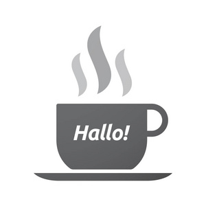 孤立的咖啡杯,用文本 hello !在德语照片