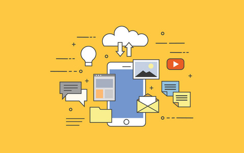 插图图片-云多媒体矢量插图素材-云多媒体矢量插图插画-摄图新视界