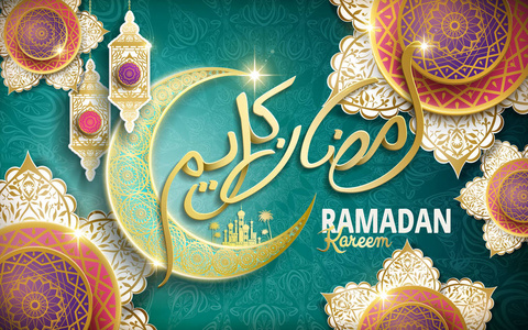 阿拉伯文书法为迎接斋月背景斋月斋月贾巴尔斋月的问候横幅慷慨的斋月