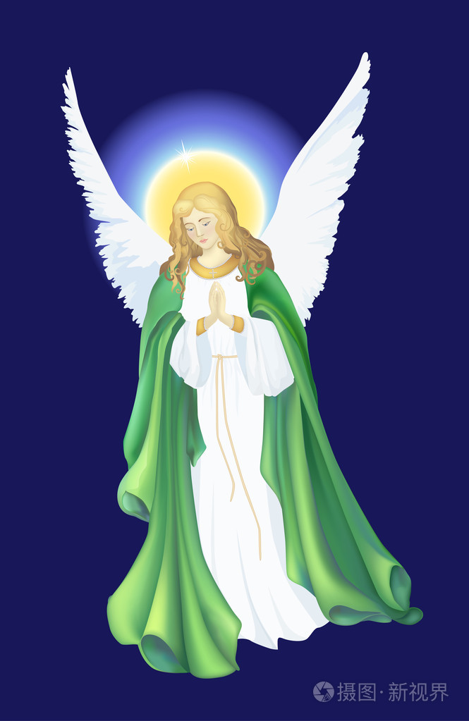 蓝色背景上的天使插画-正版商用图片0nye7l-摄图新视界