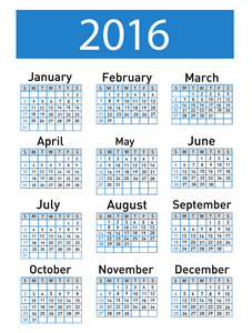 矢量现代和简单日历 2016