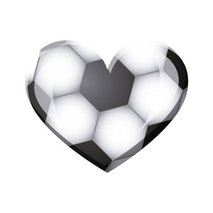 心与纹理的足球球的白色背景