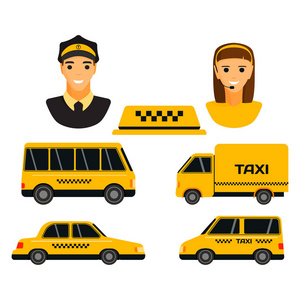 市道黄色出租车运输矢量图