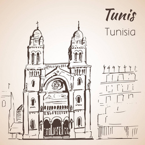 突尼斯大教堂素描