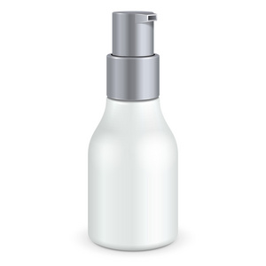 凝胶 泡沫或皂液机泵塑料瓶白灰色。准备好您的设计。产品包装