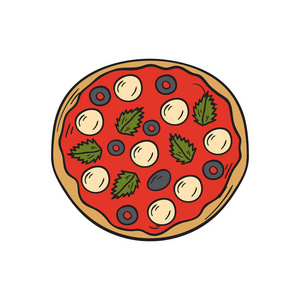 矢量手绘制的 izolated 比萨
