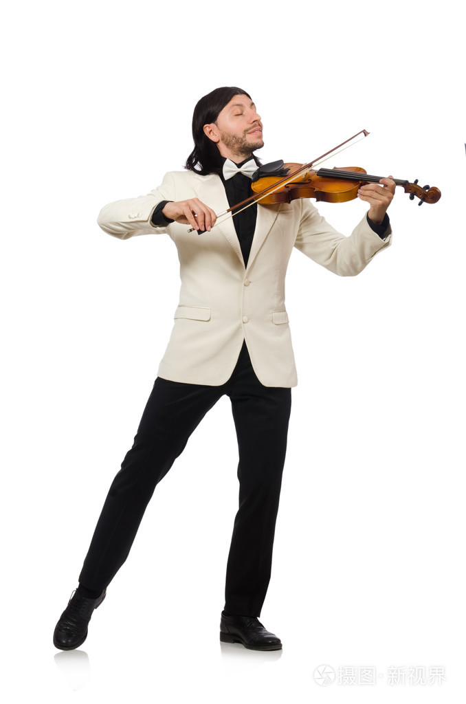 小提琴演奏上白色的男人