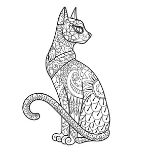 猫着色书矢量图照片