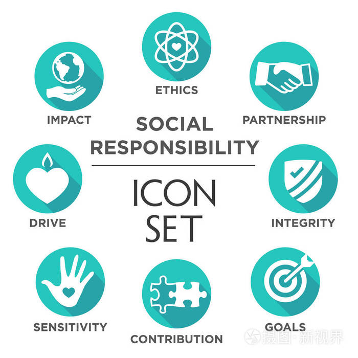 社会责任固体图标集