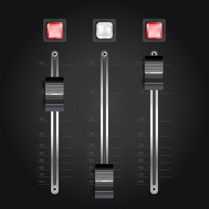 在黑色的音频混合控制台。矢量