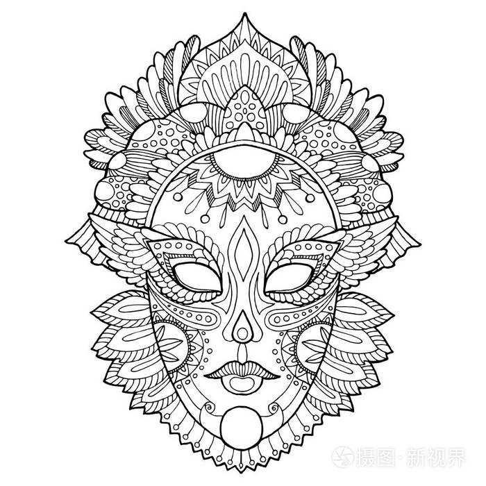 嘉年华面具着色矢量图