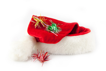 圣诞圣诞老人帽子被隔绝在白色背景上