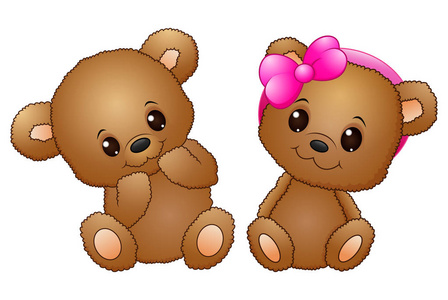 可爱的夫妇，戴着一个粉红色的蝴蝶结的玩具熊