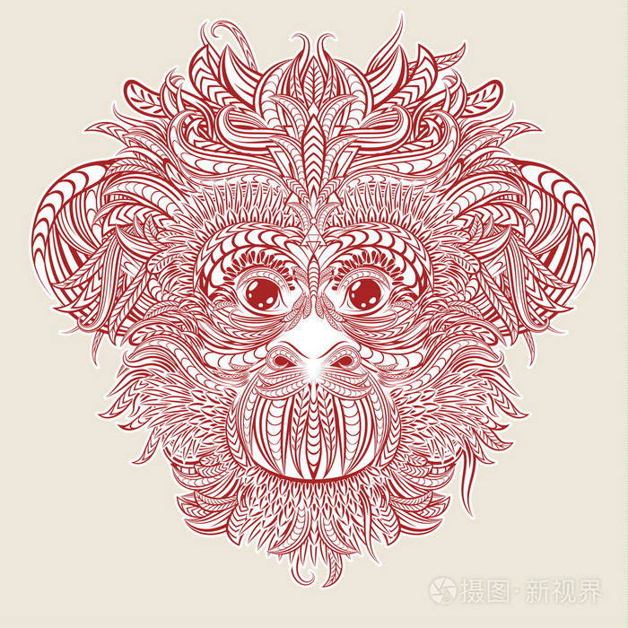 纹身设计头的猴子