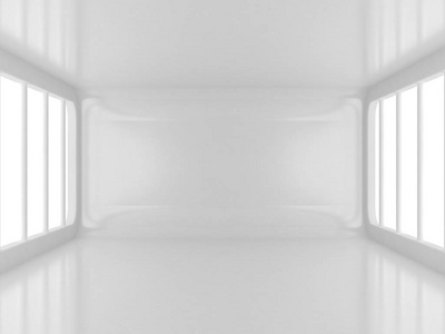 与区域灯光 3d 渲染的未来派白色房间
