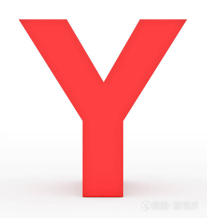 字母y3d红白色上孤立