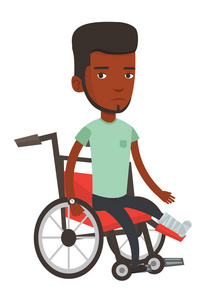 断腿坐在轮椅上的男人照片