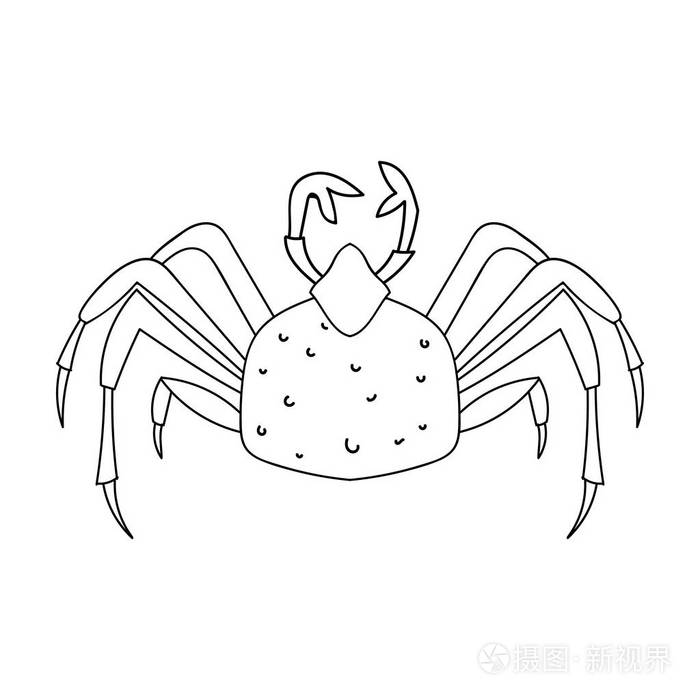 帝王蟹图标在白色背景上孤立的轮廓样式.海洋动物符号股票矢量图