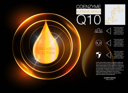 化妆品的解决方案。最高的胶原蛋白油滴精华与 Dna 螺旋结构。背景概念皮肤护理化妆品