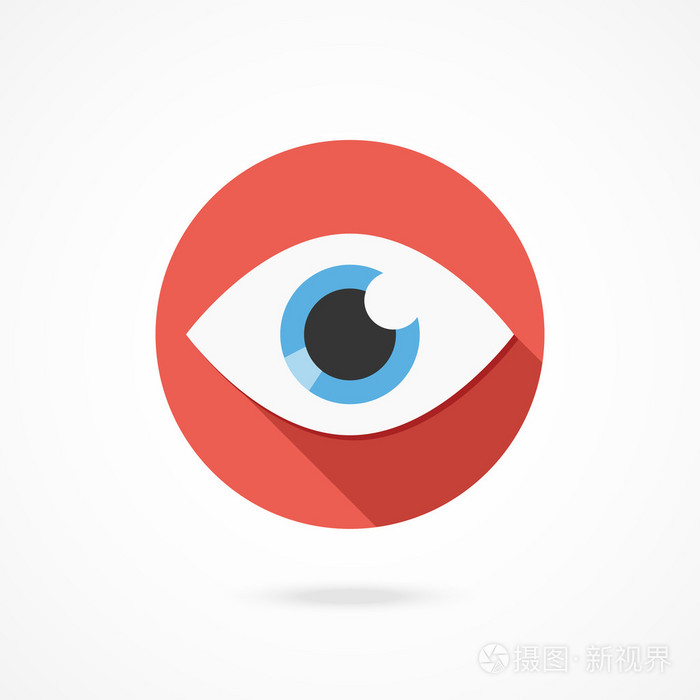 矢量眼睛图标现代平面风格设计标志与长阴影