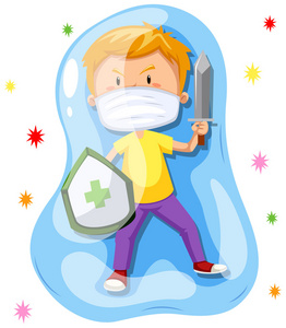 与病毒打架的男孩照片