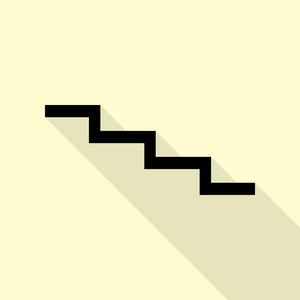 楼梯下的标志。与平面样式阴影路径奶油背景上的黑色图标
