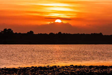 河上美丽的夕阳