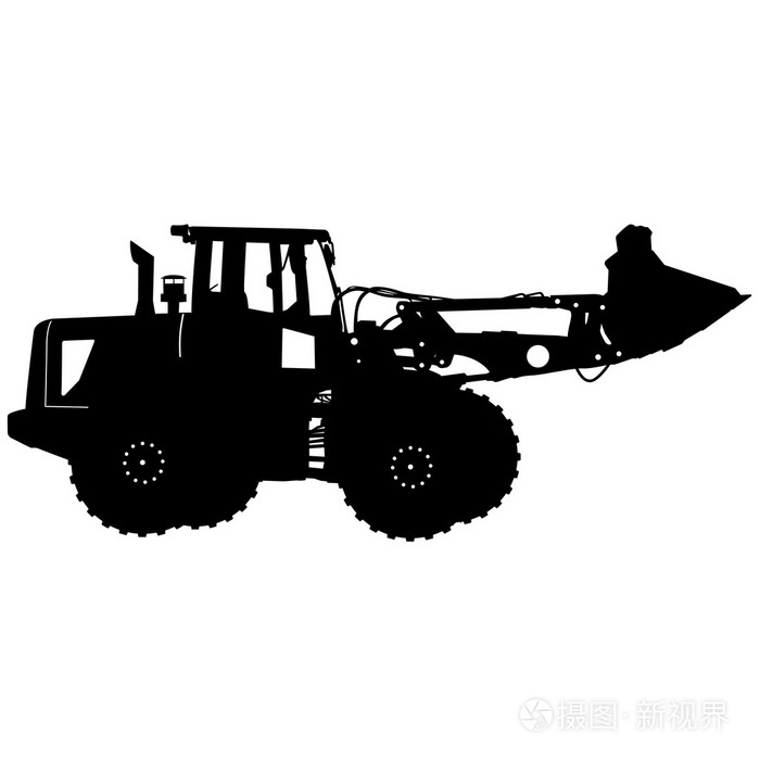 与钢包的重型装载机的剪影.矢量图