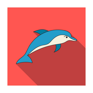 海豚在白色背景上孤立的平面样式的图标。海洋动物符号股票矢量图