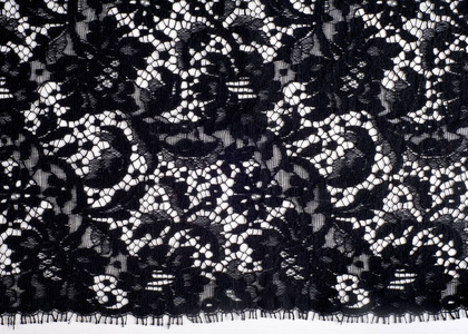 纹理花边。精细的开放织物，通常之一棉布或丝绸，由循环 捻线 或针织图案中的线程，尤其是用于清理衣服