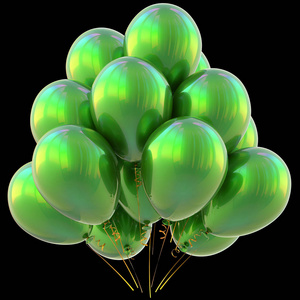 气球生日快乐聚会装饰绿色光泽黑色